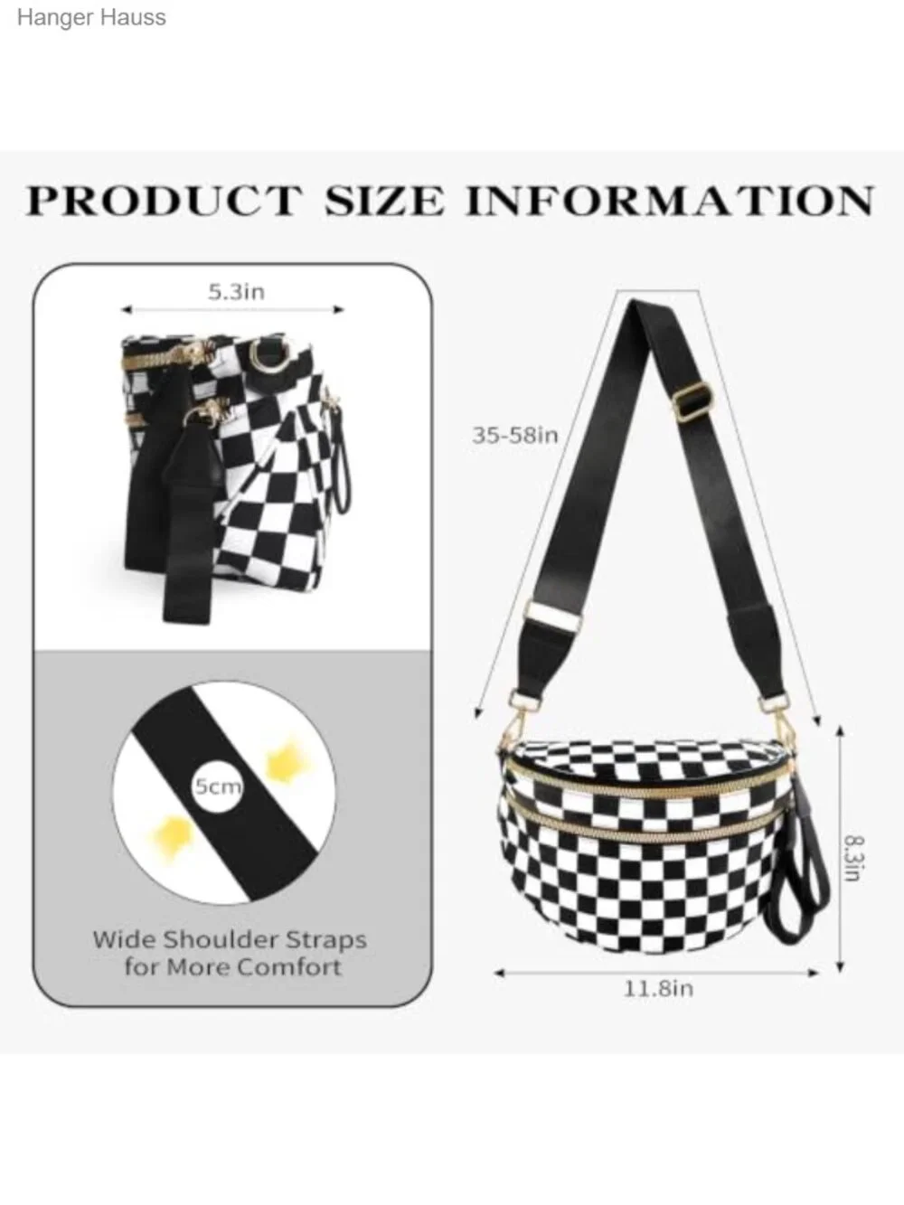Nylon Crossbody Bum Bag for Women, Spacious Fanny Pack with Adjustable Strap